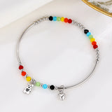 Colorful Beads Lucky Heart Bear 925 Sterling Silver Charm Bracelet