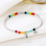 Colorful Beads Lucky Heart Bear 925 Sterling Silver Charm Bracelet
