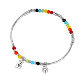 Colorful Beads Lucky Heart Bear 925 Sterling Silver Charm Bracelet