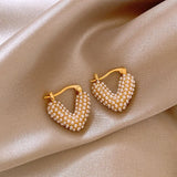 Pearl Heart Pendant Earrings Christmas Jewelry