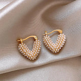 Pearl Heart Pendant Earrings Christmas Jewelry