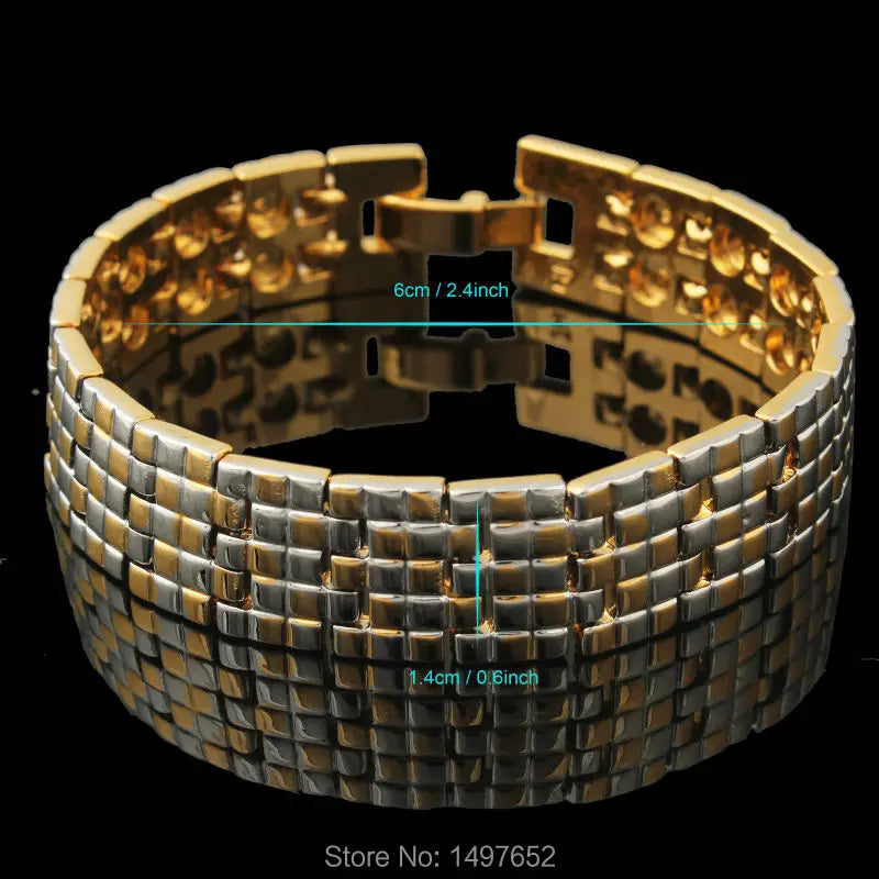Two-Tone Men's Bracelet Gold/Silver Plated Jewelry
