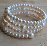 3-Row Freshwater Pearl Bracelet Wedding Bridesmaids Jewelry