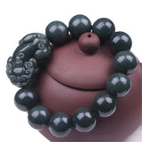 Natural Green Hetian Jade Bracelet 12/14/16/18MM Round Beads Jewelry