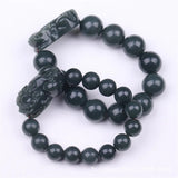 Natural Green Hetian Jade Bracelet 12/14/16/18MM Round Beads Jewelry