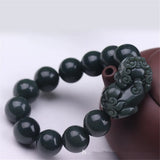 Natural Green Hetian Jade Bracelet 12/14/16/18MM Round Beads Jewelry