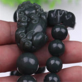 Natural Green Hetian Jade Bracelet 12/14/16/18MM Round Beads Jewelry