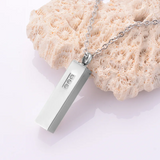 Unisex Stainless Steel Vertical Bar Urn Necklace Crystal Memorial Keepsake