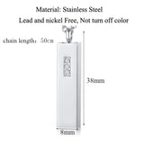 Unisex Stainless Steel Vertical Bar Urn Necklace Crystal Memorial Keepsake