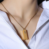 Unisex Stainless Steel Vertical Bar Urn Necklace Crystal Memorial Keepsake