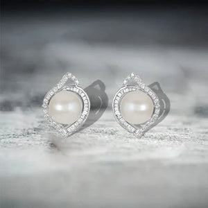 Elegant Zircon Leaf Stud Earrings 925 Silver