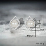 Elegant Zircon Leaf Stud Earrings 925 Silver