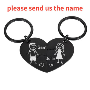 Jigsaw Puzzle Heart Key Chain Set Personalized Gift