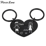 Jigsaw Puzzle Heart Key Chain Set Personalized Gift