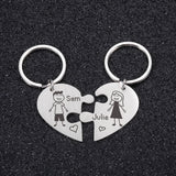 Jigsaw Puzzle Heart Key Chain Set Personalized Gift