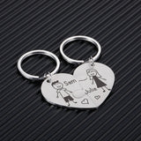 Jigsaw Puzzle Heart Key Chain Set Personalized Gift