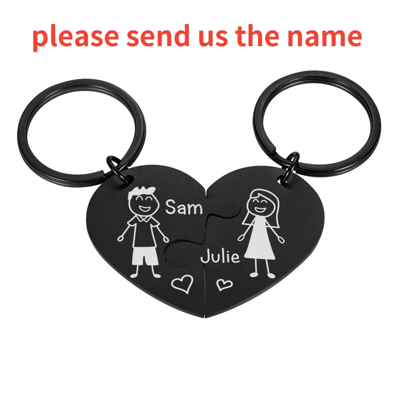 Jigsaw Puzzle Heart Key Chain Set Personalized Gift