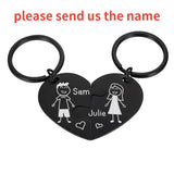 Jigsaw Puzzle Heart Key Chain Set Personalized Gift