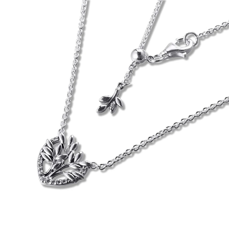 Family Tree Heart Necklace 925 Sterling Silver Pendant