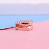 Rose Pave Heart Clip Charm 925 Sterling Silver Love Charms