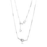 Sparkling Wishbone Heart Necklace 925 Sterling Silver Jewelry
