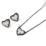Abalone Stone Heart Pendant Necklace, Faux Glitter Mini Love Druzy Jewelry