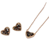 Abalone Stone Heart Pendant Necklace, Faux Glitter Mini Love Druzy Jewelry