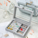 Velvet Jewelry Box Portable Organizer Storage Earrings Necklace Ring Holder