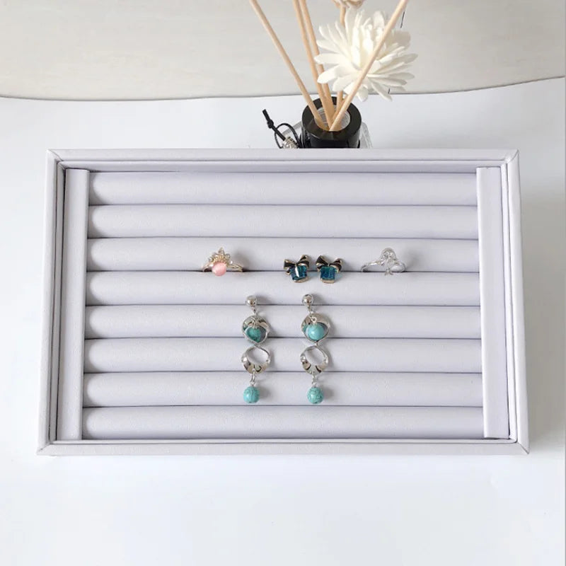 Velvet Jewelry Flat Trays Box Earring Rings Storage Box Jewelry Case Display