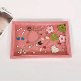 Velvet Jewelry Flat Trays Box Earring Rings Storage Box Jewelry Case Display