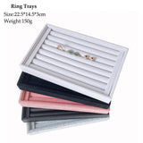 Velvet Jewelry Flat Trays Box Earring Rings Storage Box Jewelry Case Display