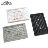Velvet Jewelry Trays Box Earring Rings Storage Box