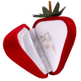 Velvet Strawberry Box Packaging Ring Earring Storage Case Protector