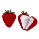 Velvet Strawberry Box Packaging Ring Earring Storage Case Protector