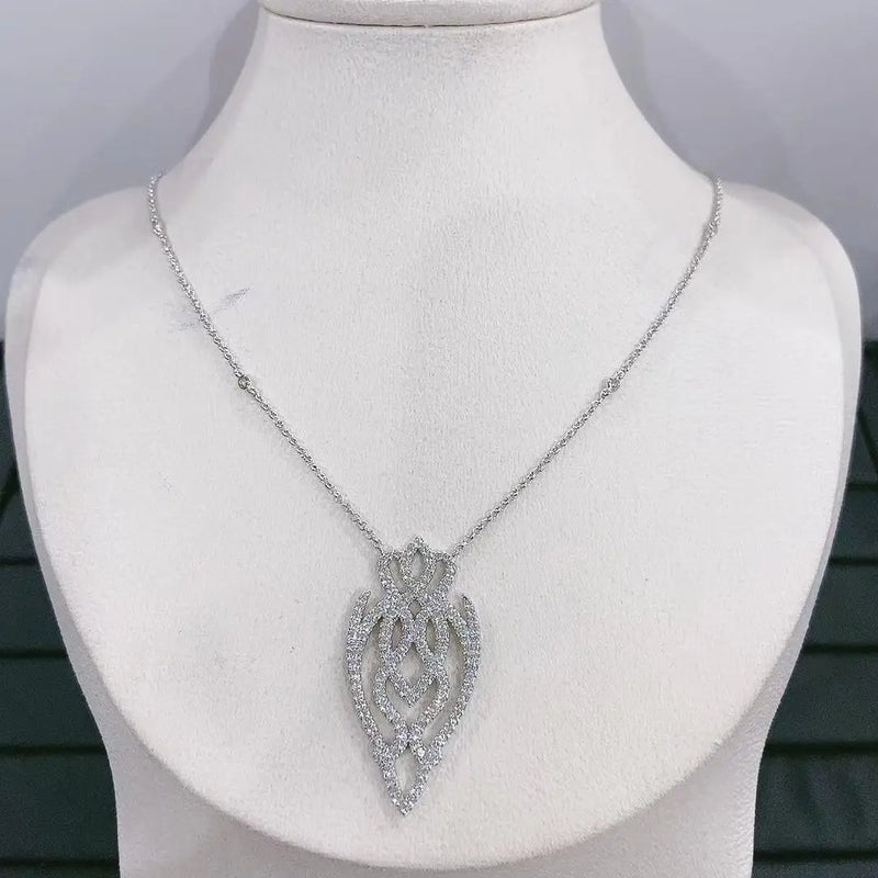 Hollow Zirconia Pendant Vine Pattern Necklace