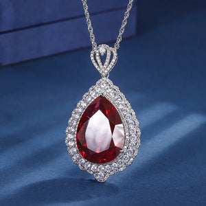 Vintage Ruby Sapphire Pendant Necklace Lab Diamond Fine Jewelry