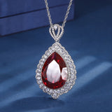 Vintage Ruby Sapphire Pendant Necklace Lab Diamond Fine Jewelry