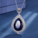 Vintage Ruby Sapphire Pendant Necklace Lab Diamond Fine Jewelry