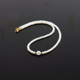 Vintage Pearl Bead Initial Letter Necklace for Women