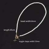 Vintage Initial Letter Necklace Pearl Bead Womens Jewelry Gift