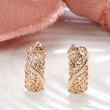 Vintage 585 Clip Earrings Hollow Carve Glossy Drop Pattern Wedding Hoops