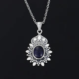 Vintage 925 Silver Pendant Necklace with Sandstone Jewelry