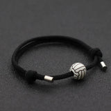 Vintage Bead Mens Bracelet 10mm Volleyball 8mm Hematite Rope Retro Braslet