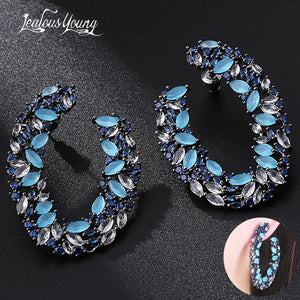 Vintage Multicolor Hoops Earrings Black CZ Zirconia Party Jewelry Gift