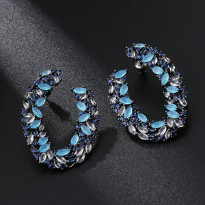 Vintage Multicolor Hoops Earrings Black CZ Zirconia Party Jewelry Gift