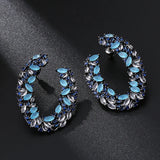 Vintage Multicolor Hoops Earrings Black CZ Zirconia Party Jewelry Gift