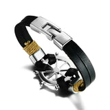 Vintage Brown Alloy Rudder Bracelet Leather Rope Anchor Rudder Braided Bracelets