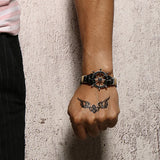 Vintage Brown Alloy Rudder Bracelet Leather Rope Anchor Rudder Braided Bracelets