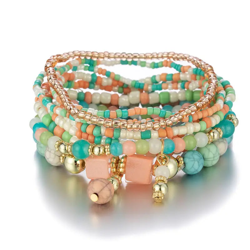 Bohemia Multi-layer Turquoise Beads Bracelet Ethnic Jewelry