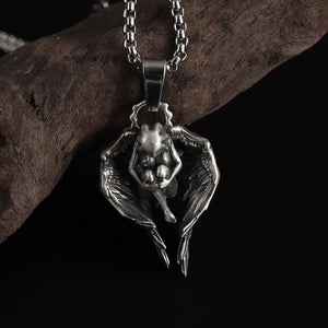 Vintage Sleeping Angel Hug Pendant Necklace Men Women